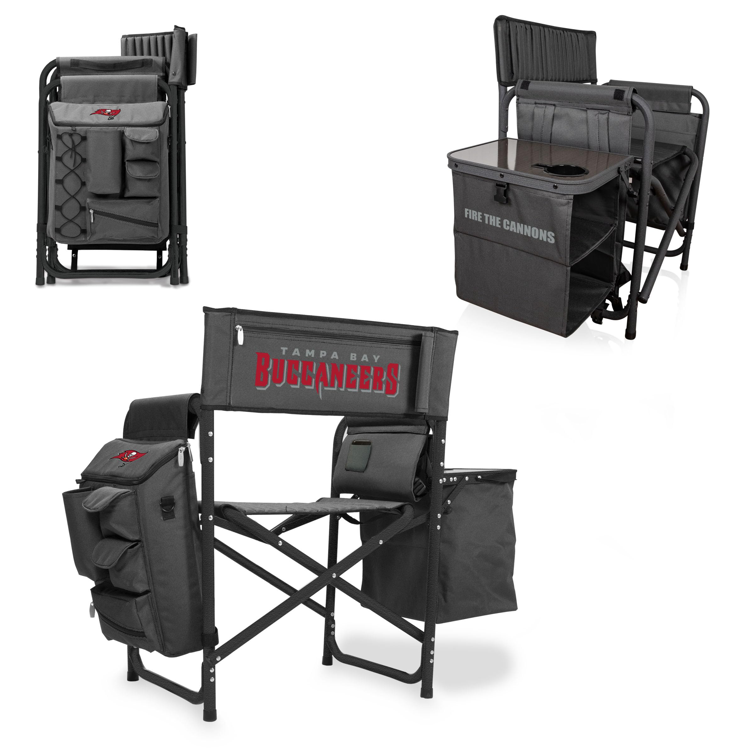 Picnic TIME NFL Unisex-Adult NFL Fusion Camping Chair with Side Table and Soft Cooler, Beach Chair for Adults, Lawn Chair