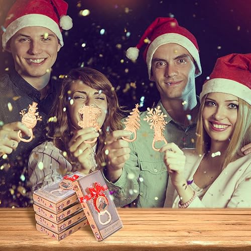 Miniatura 8 de wxfdac 24Pcs 4 in 1 Christmas Beer Bottle Opener Set, Xmas Tree Snowman Snowflask Train Bottle Openers with Gift Box, for Winter Theme Party