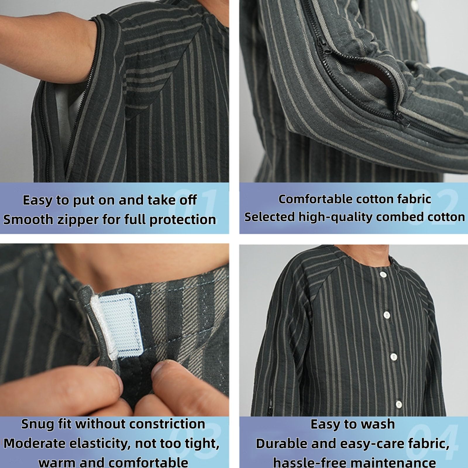 Batas para Pacientes, Pijamas con Abertura Lateral Fáciles De Poner Y Quitar para Pacientes Postoperatorios, Ropa Cómoda para Estar En Casa Y Dormirsuits,2XL