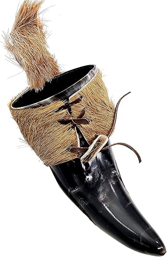 Miniatura 7 de 5MOONSUN5 Taza de cerveza medieval negra vikinga, cuerno auténtico con correa, 8.5 fl oz, réplica de taza Norse Ale