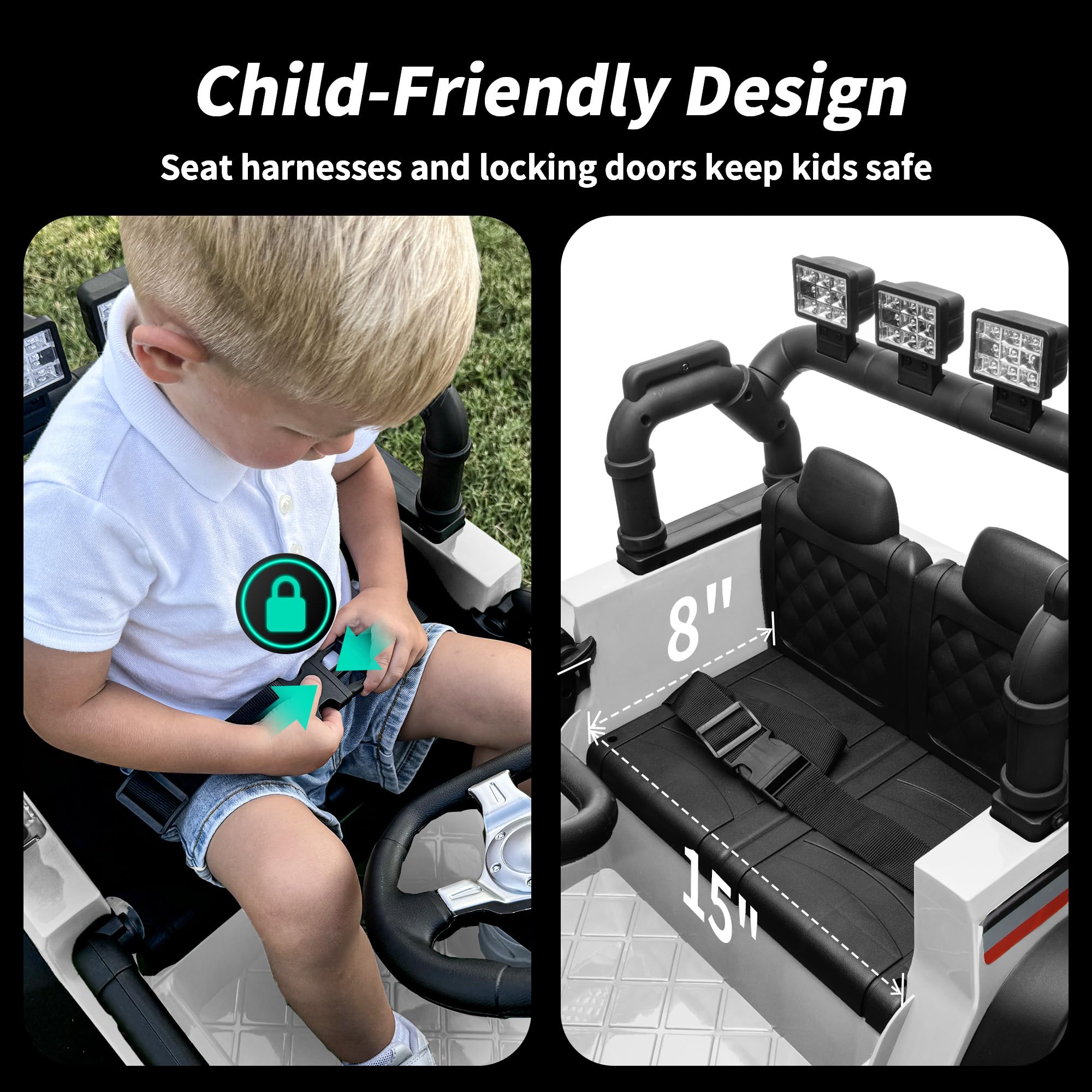 Hikiddo Electric Car for Kids 3-5, 12V Ride on Car with Remote Control, White, 24V - Image 6