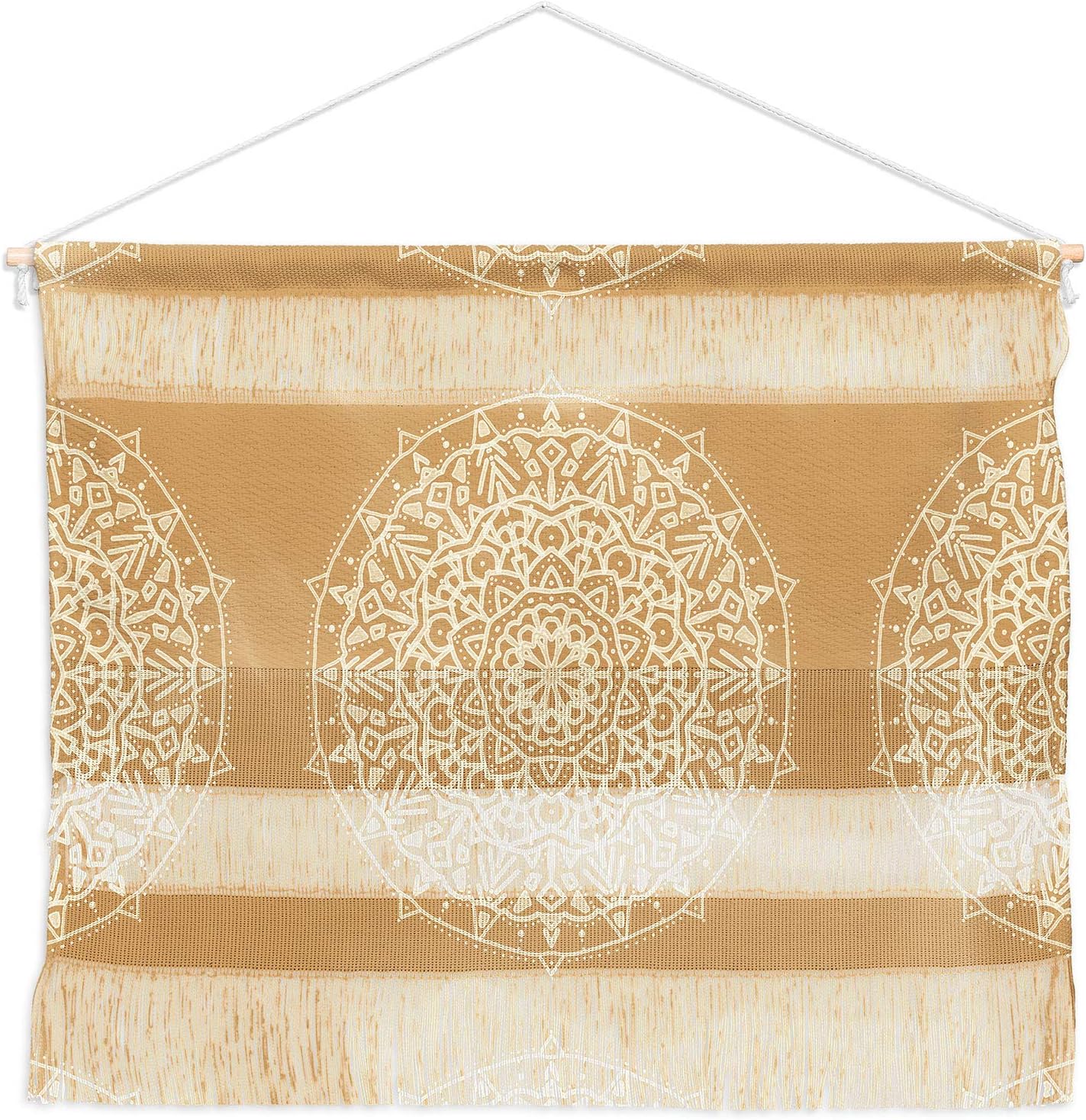 Deny Designs Maldonado Boho Mandala Leather Jacqueline Moldonado Fiber Wall Hanging, Small Landscape (22” x 16