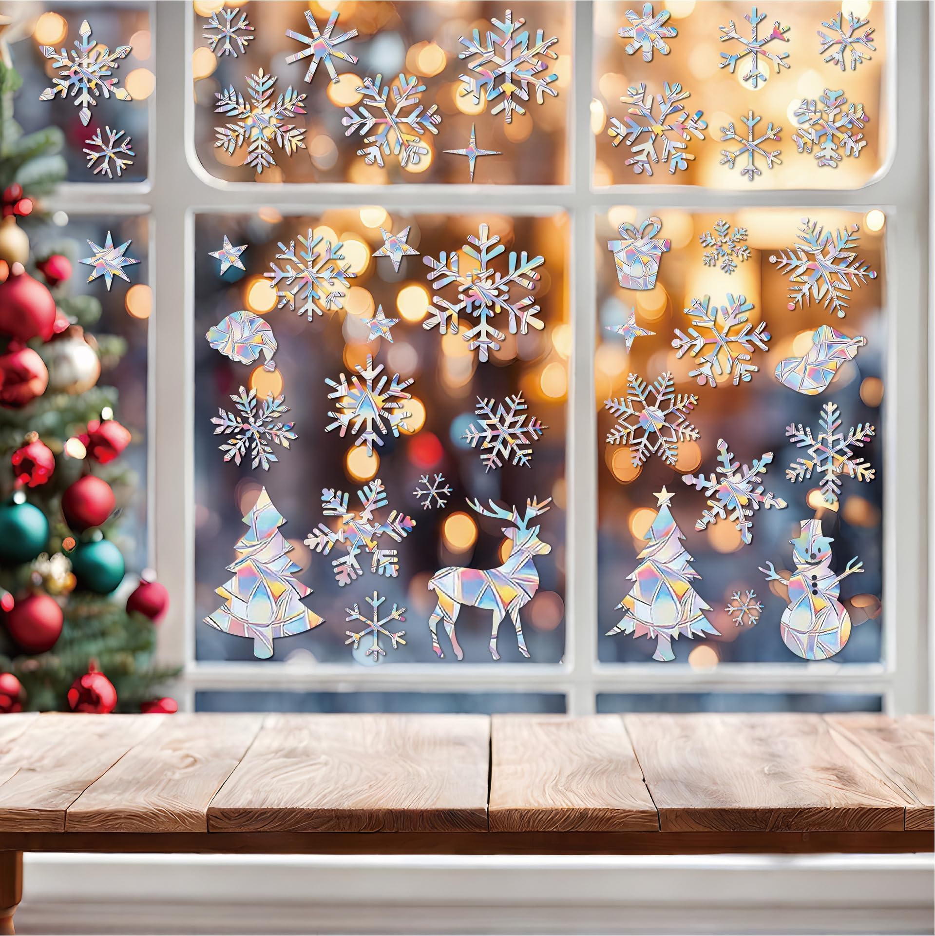 Generic Christmas Window Stickers, 26pcs Snowflake Window Clings for Glass, PVC, Winter, White, Reusable, Indoor