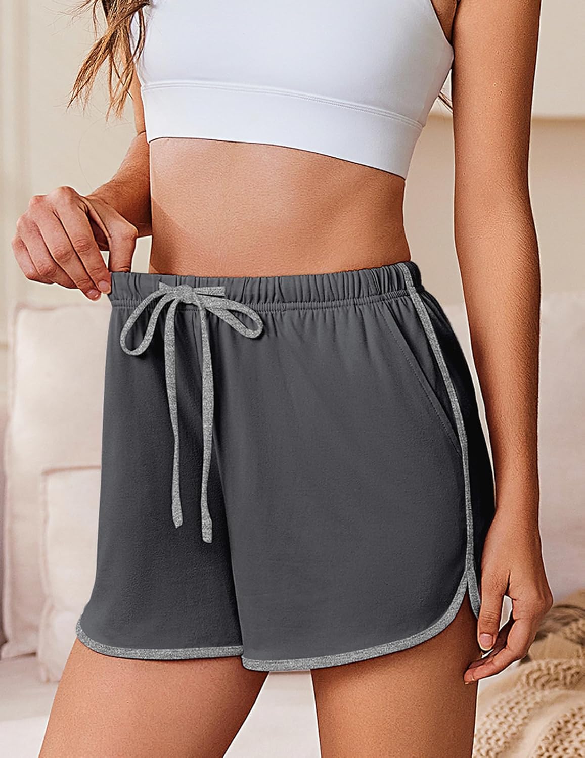 Ekouaer Women's Pajama Shorts Elastic Waist Sleep Shorts Stylish Lounge Shorts Casual Comfy Sweat Shorts - Image 3