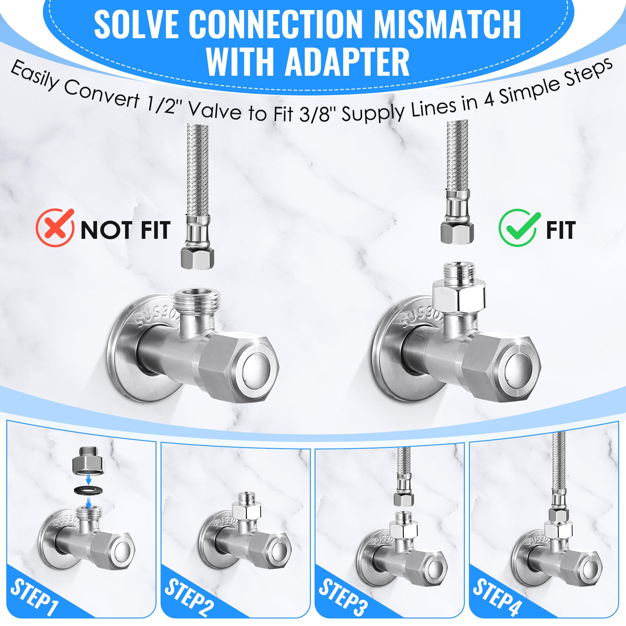 Stainless Steel Toilet Supply Lines - 10 Pack -5