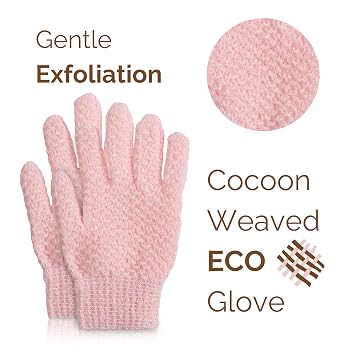 SunFX Exfoliating Gloves | Deep Cleansing Body Scrub Mitt for Pre-Tanning & Dead Skin Removal | Reusable Gloves for Smooth, Soft Skin | Ideal for Self-Tanning Prep & Full Body Exfoliation (Pink)