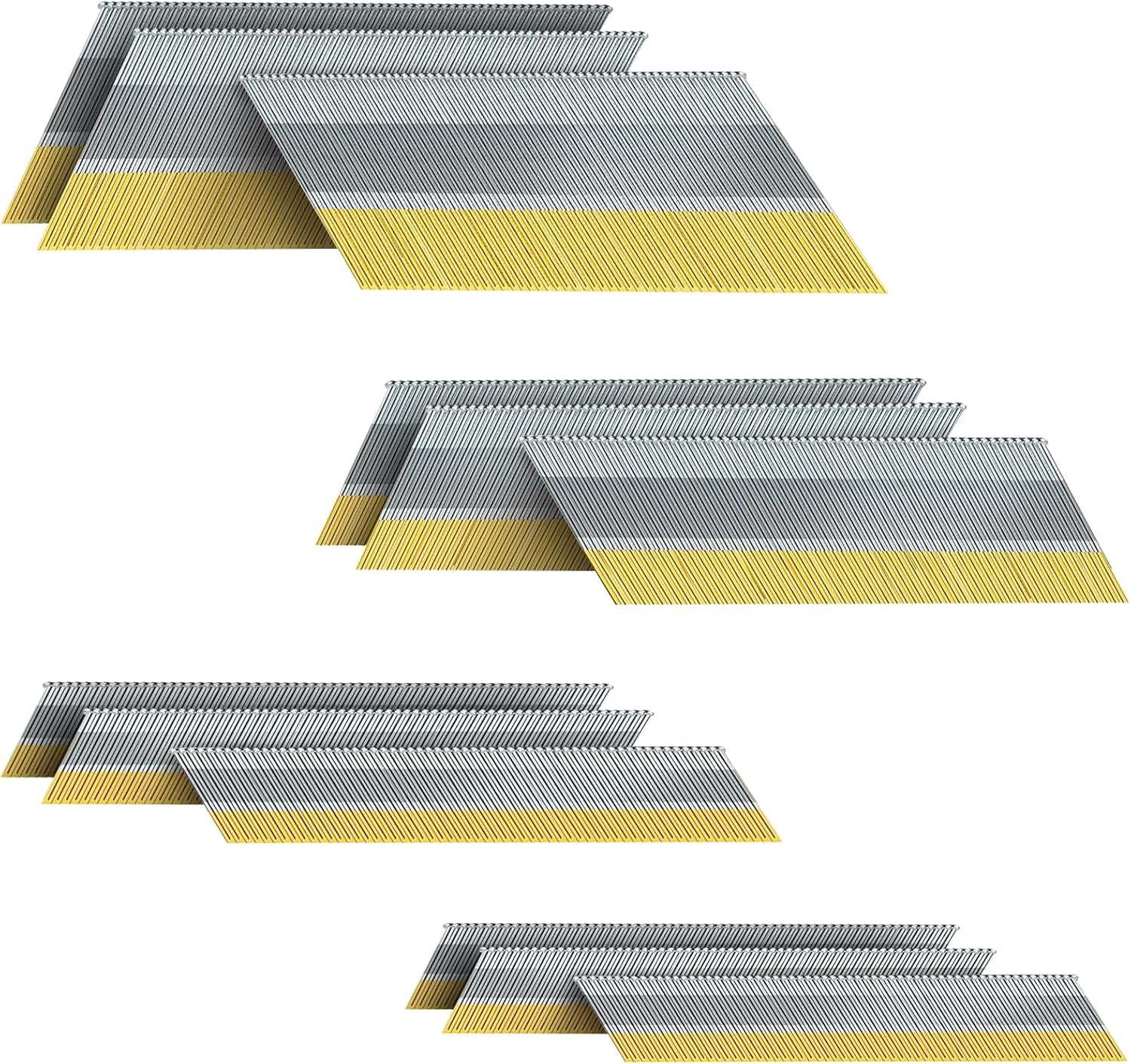 PINOZE 15 Gauge DA Angled Finish Nails, 34-Degree, 1200-Pack (2-1/2", 2", 1-1/2", 1-1/4" 300 Per Sizes), Galvanized Assorted Size Project Pack, for Pneumatic, Electric Angled Finish Nailer Gun