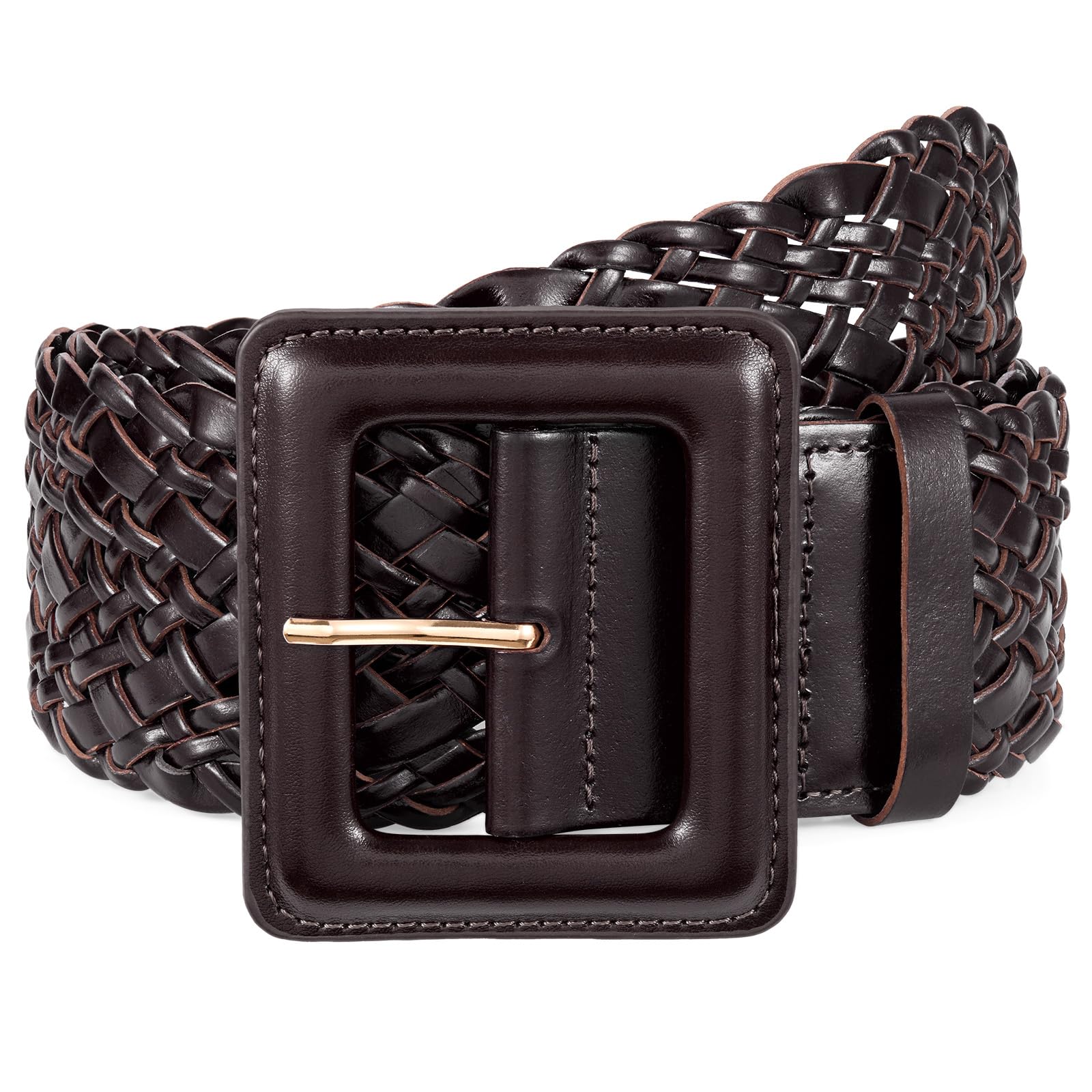 XZQTIVE Women Wide Braided Belts for Dresses Boho Leather Woven Waist Belt for Ladies