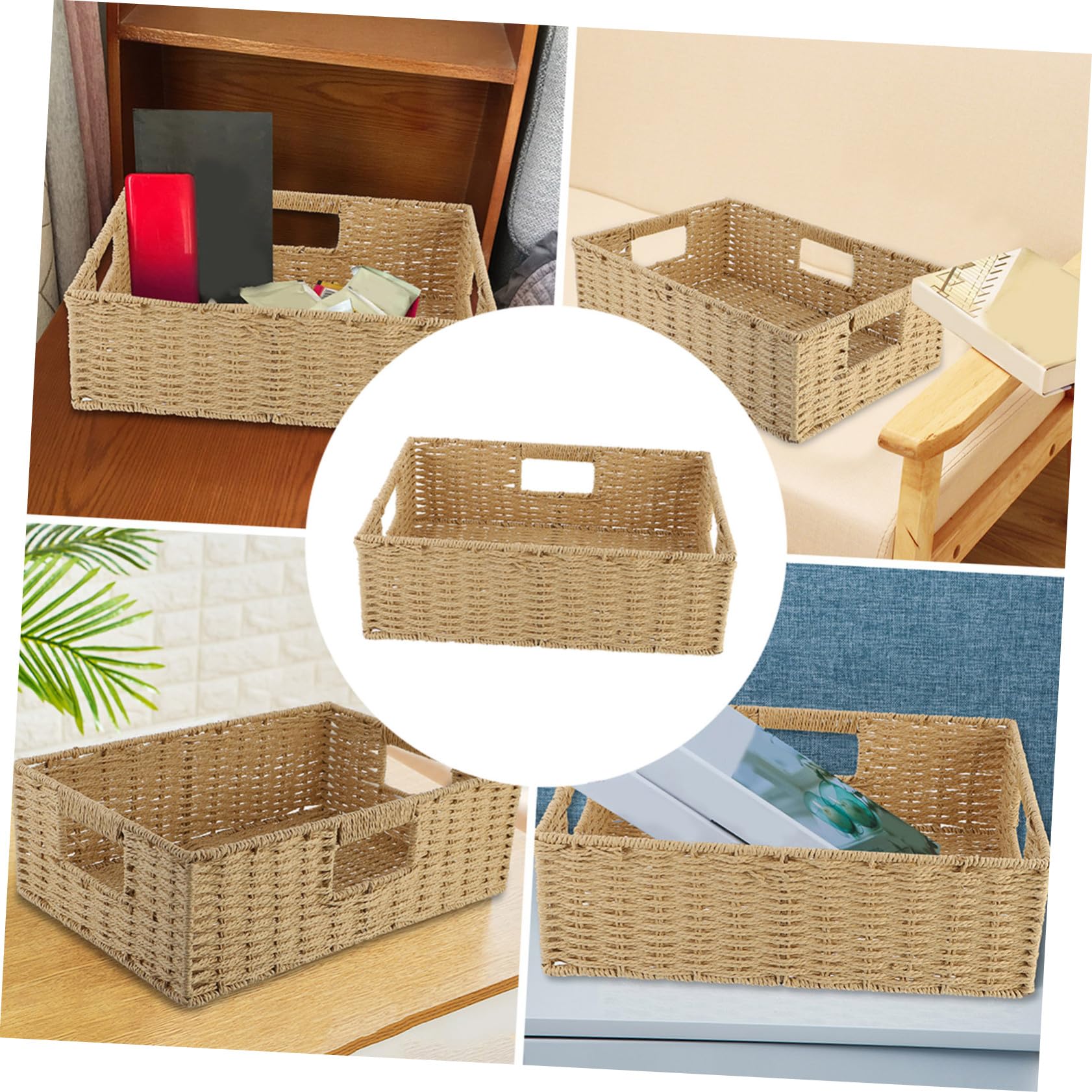 1 Stück Rattan Geflecht Aufbewahrungskorb in Beige für Kleinigkeiten | Handgefertigte Flechtoptik, als Schreibtischkorb Nutzbar, Kompakte Lösung für Haushalt und Büro