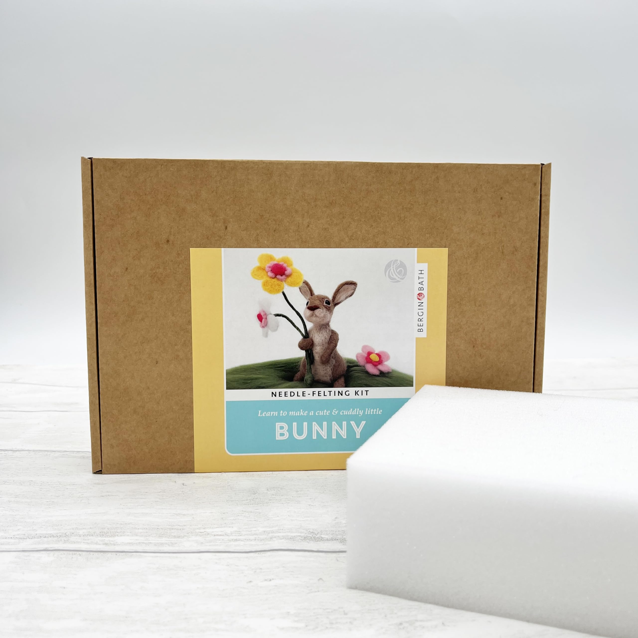 Bergin & Bath Needle Felting Kit Bunny. Craft kit for Adults and Teens. Learn How to Make a Felted Rabbit. Easter Gift. Gift for her (with Felting Mat)