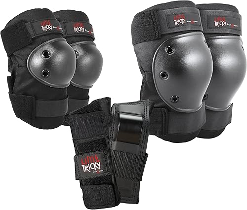 Triple Eight Paquete de protección Little Tricky para jóvenes con DVD instructivo (negro, junior)