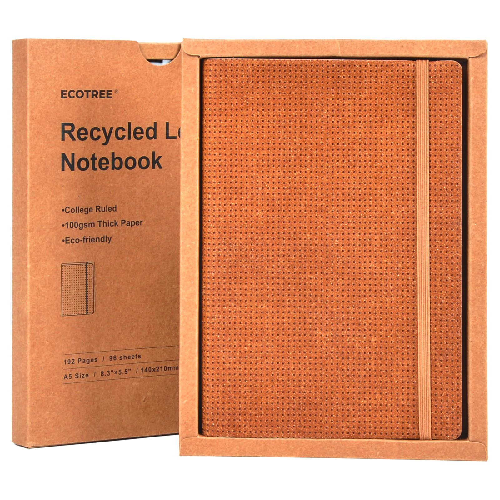 ECOTREE Recycled Leather Notebook Journal Daily Leather Bound Journal for Man and Women 100 gsm Thick Paper