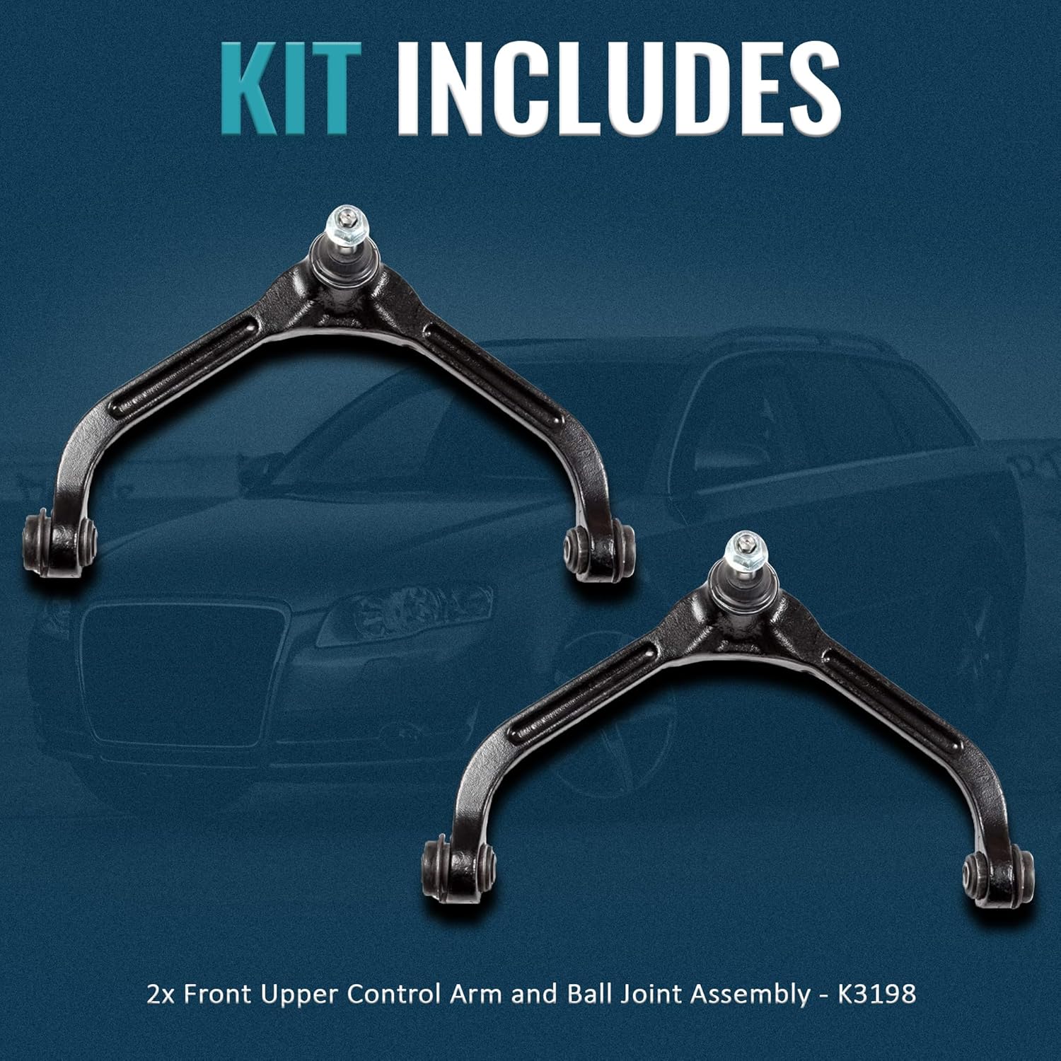 Front Upper Control Arm with Ball Joint Pair, Compatible with 2002-2007 Jeep Liberty, Driver & Passenger Side Suspension Assembly Replaces K3198 520-354