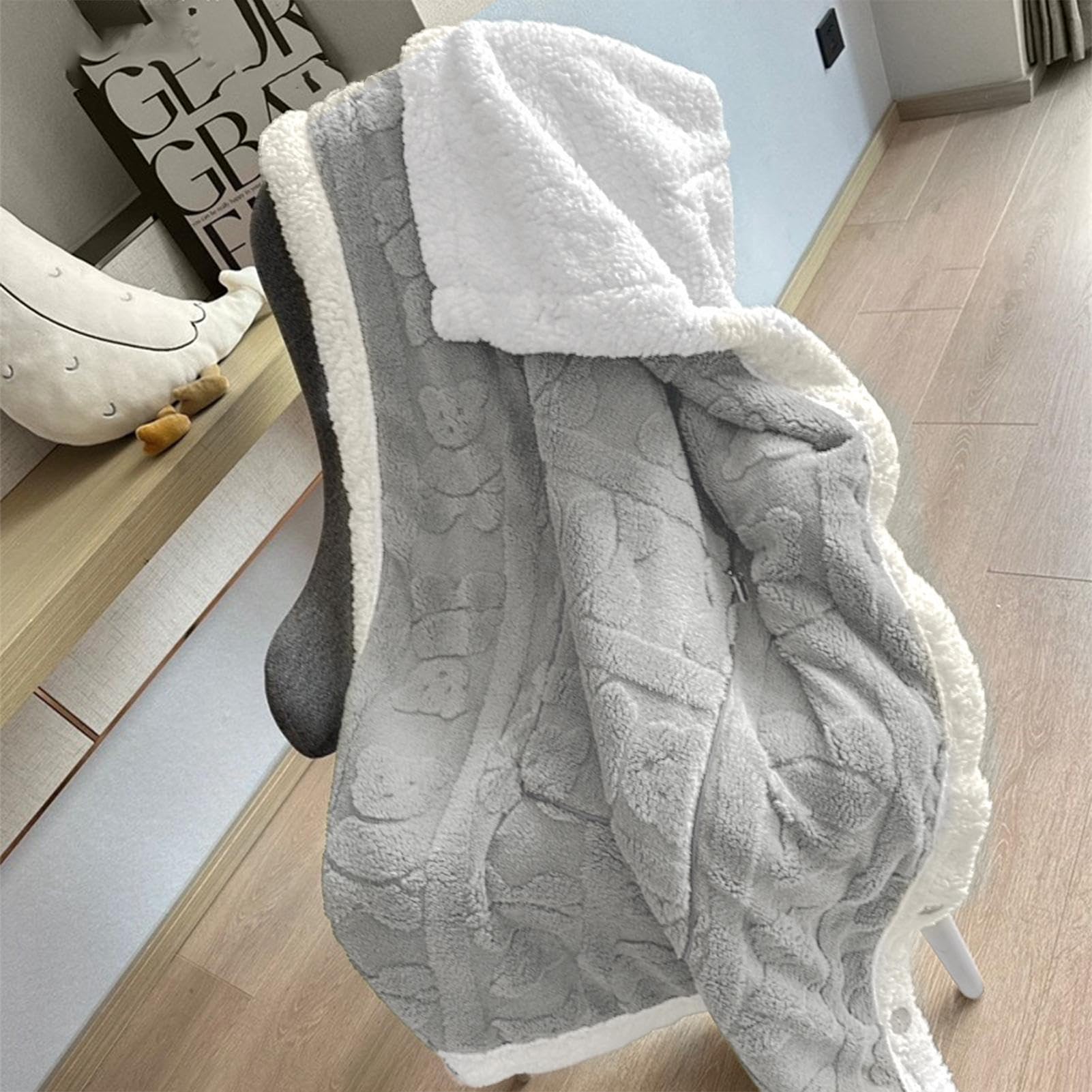 Châle Couverture Cape en Flanelle Douce Boutons | Couverture Portable Adulte Pour Bureau Hiver Lecture Canapé Lit Fauteuil Camping
