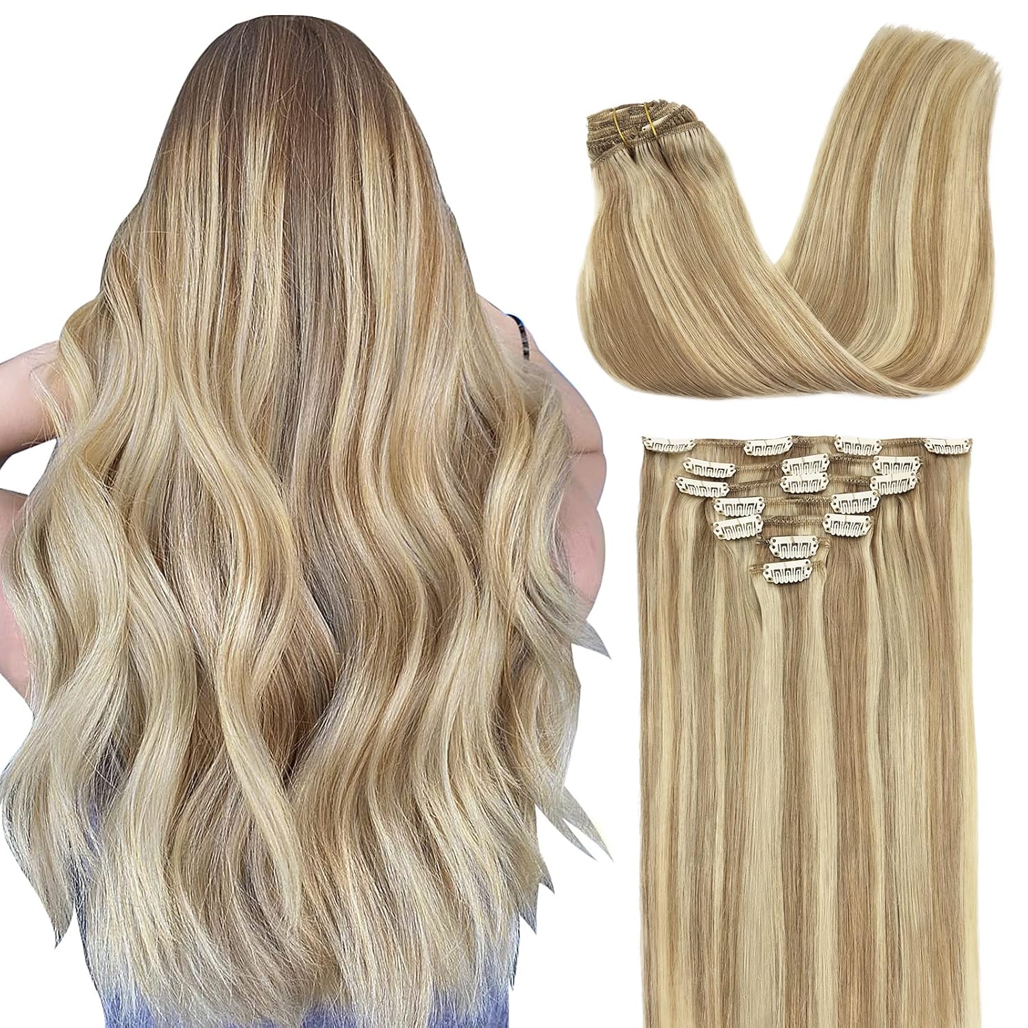 GOO GOO Human Hair Extensions Clip in Hair Extensions