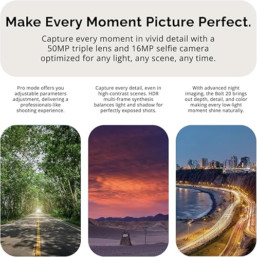 Miniatura 5 de Bolt 20 Dual SIM Smartphone desbloqueado Android 14 Batería de 2 días NFC Pantalla HD+ de 6.75 pulgadas VRAM de 6 GB+8 GB Almacenamiento