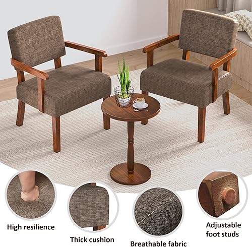 Miniatura 5 de Juego de 2 sillas decorativas con mesa, sillas de sala de estar con asiento suave y reposabrazos para sala de estar, dormitorio, sala de lectura,