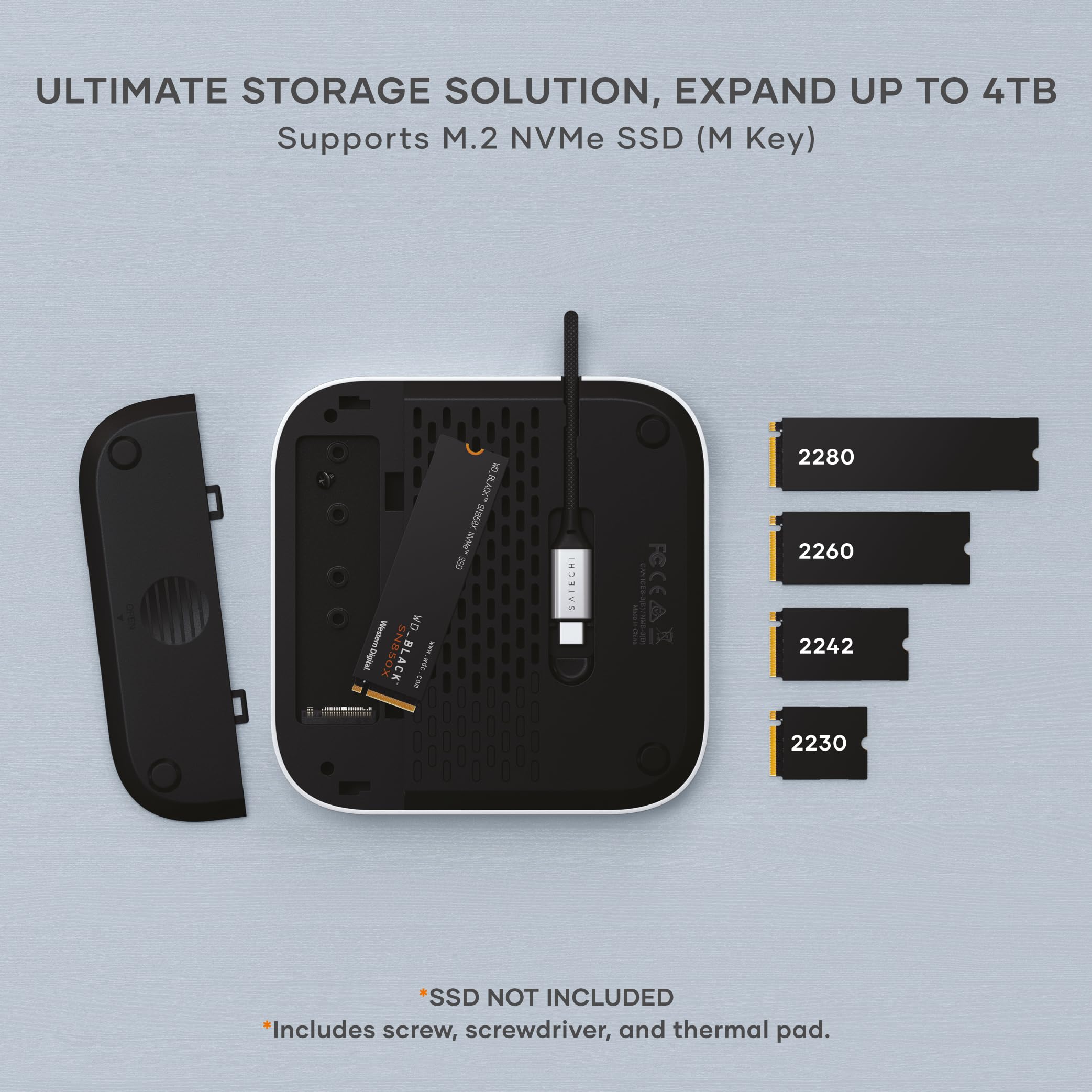 SATECHI Mac mini M4 スタンド USB-C NVMe SSD Satechi Hub e suporte para Mac mini M4 com gabinete SSD NVMe, base