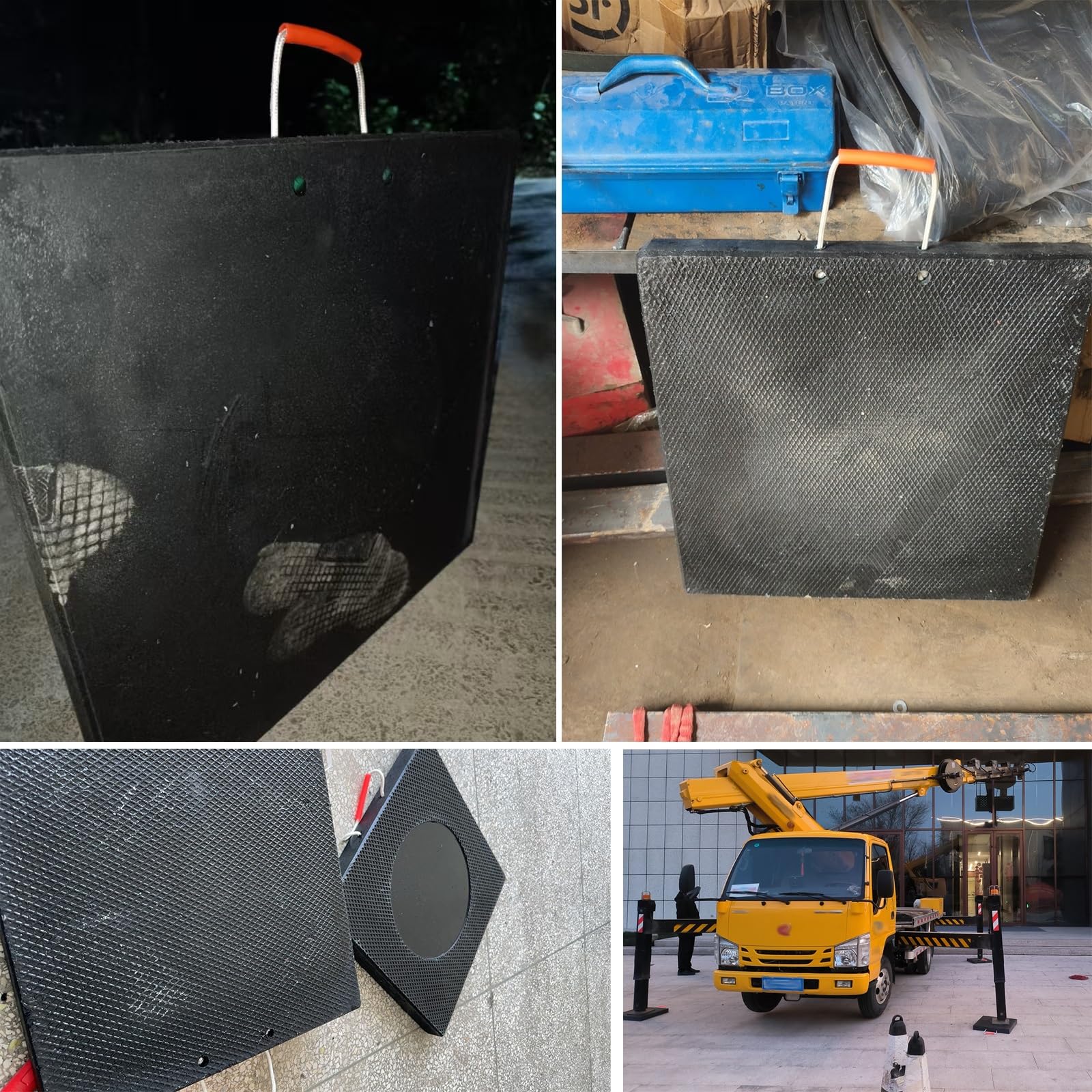 Generico Supporti di appoggio per Camion e Gru da 45 x 45 cm, Confezione da 3, Resistenti, con Maniglia, Ideali per la Costruzione di Ponti e Il Supporto in Cantiere.