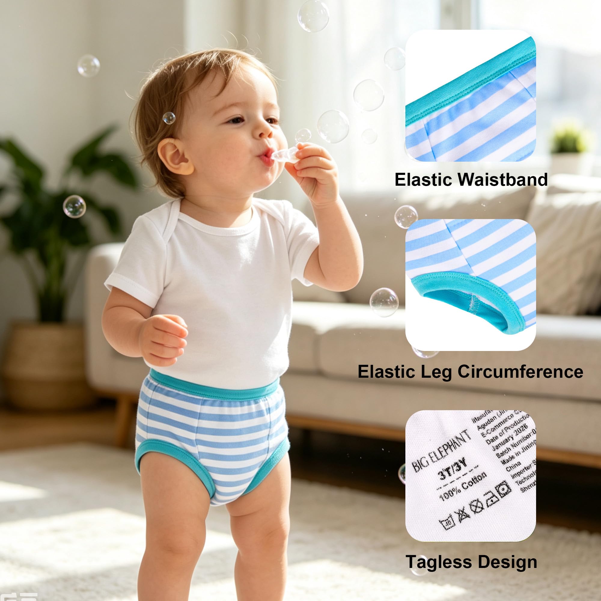 BIG ELEPHANT Toddler Nocnik Bielizna treningowa - Baby Boys Bawełniane spodnie treningowe do toalety 10 szt