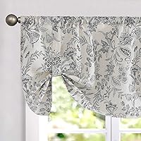 Vista 21 de Lazzzy Cenefa de cocina para ventanas, con aislamiento térmico, cortina opaca con estampado floral, lino sintético, cenefa de cortina para cocina