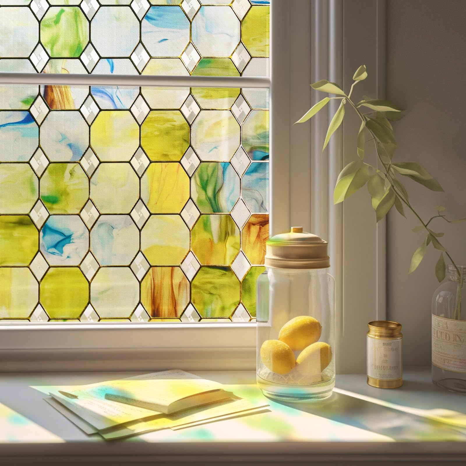 DKTIE Light Luxury 3D Stained Glass Window Film with