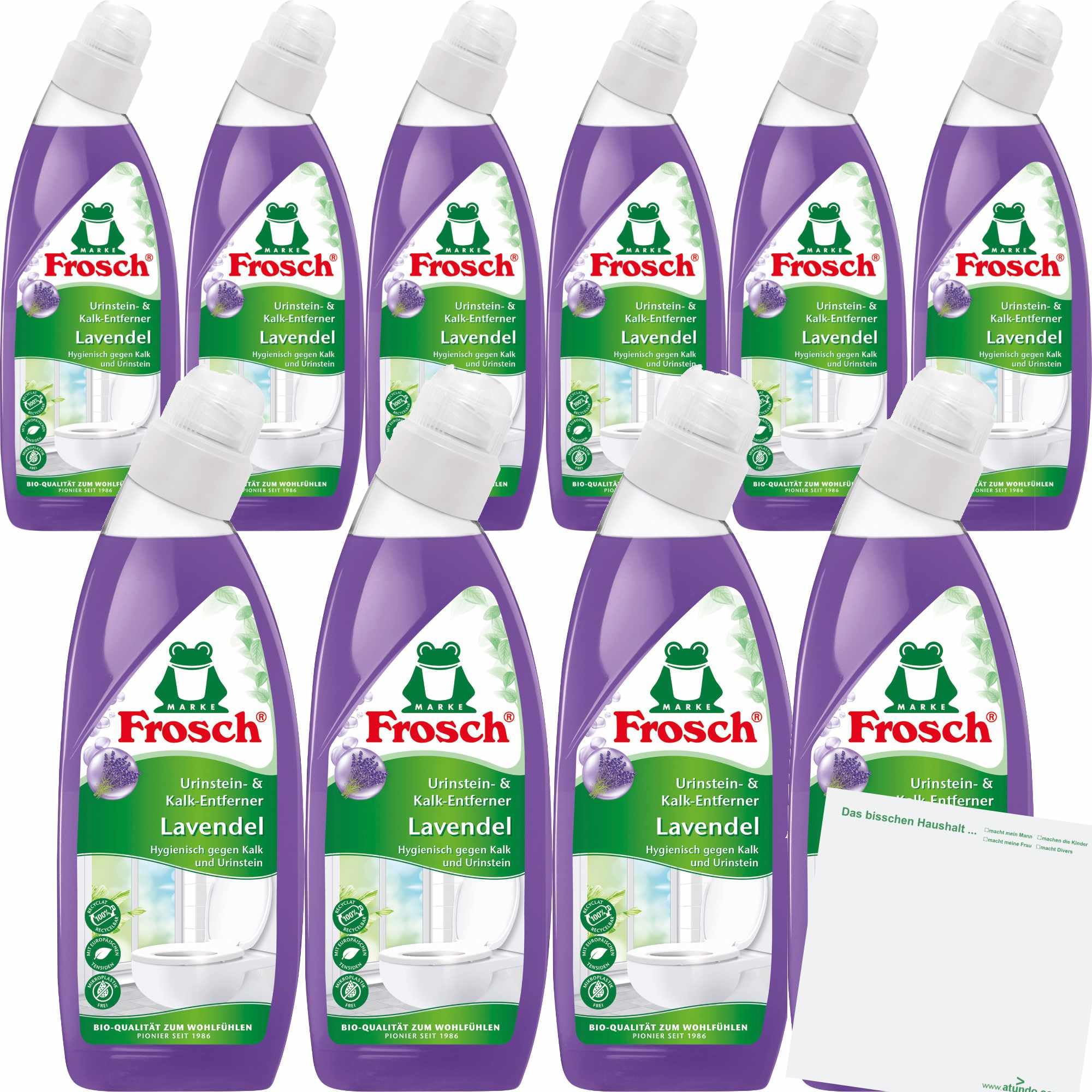 usy Bundle für Frosch Urinstein und Kalk Entferner Lavendel VPE (10x750ml Flasche) + usy Block