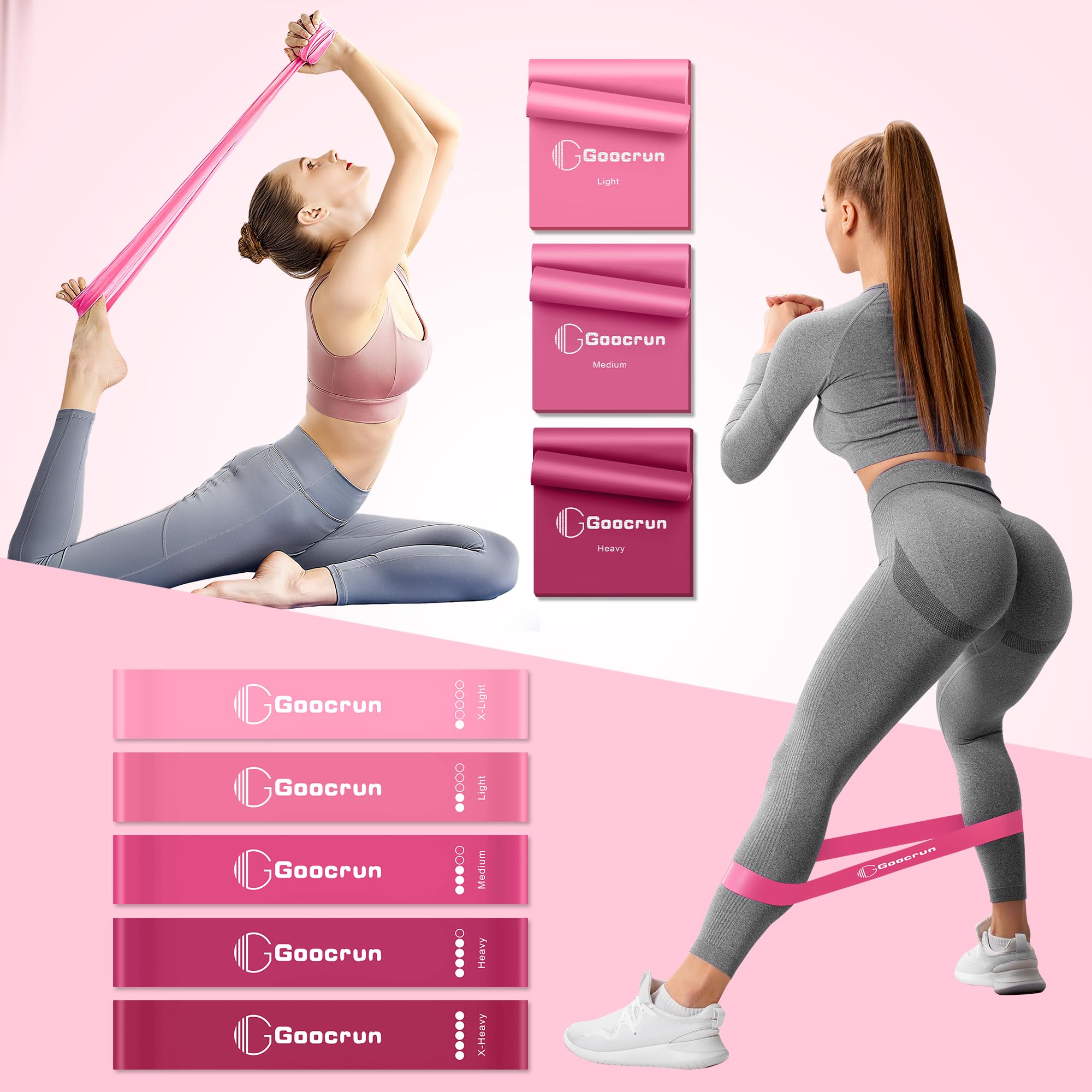 Goocrun Ensemble d'anneaux de Pilates avec bandes de résistance, ballon et disque de glissement