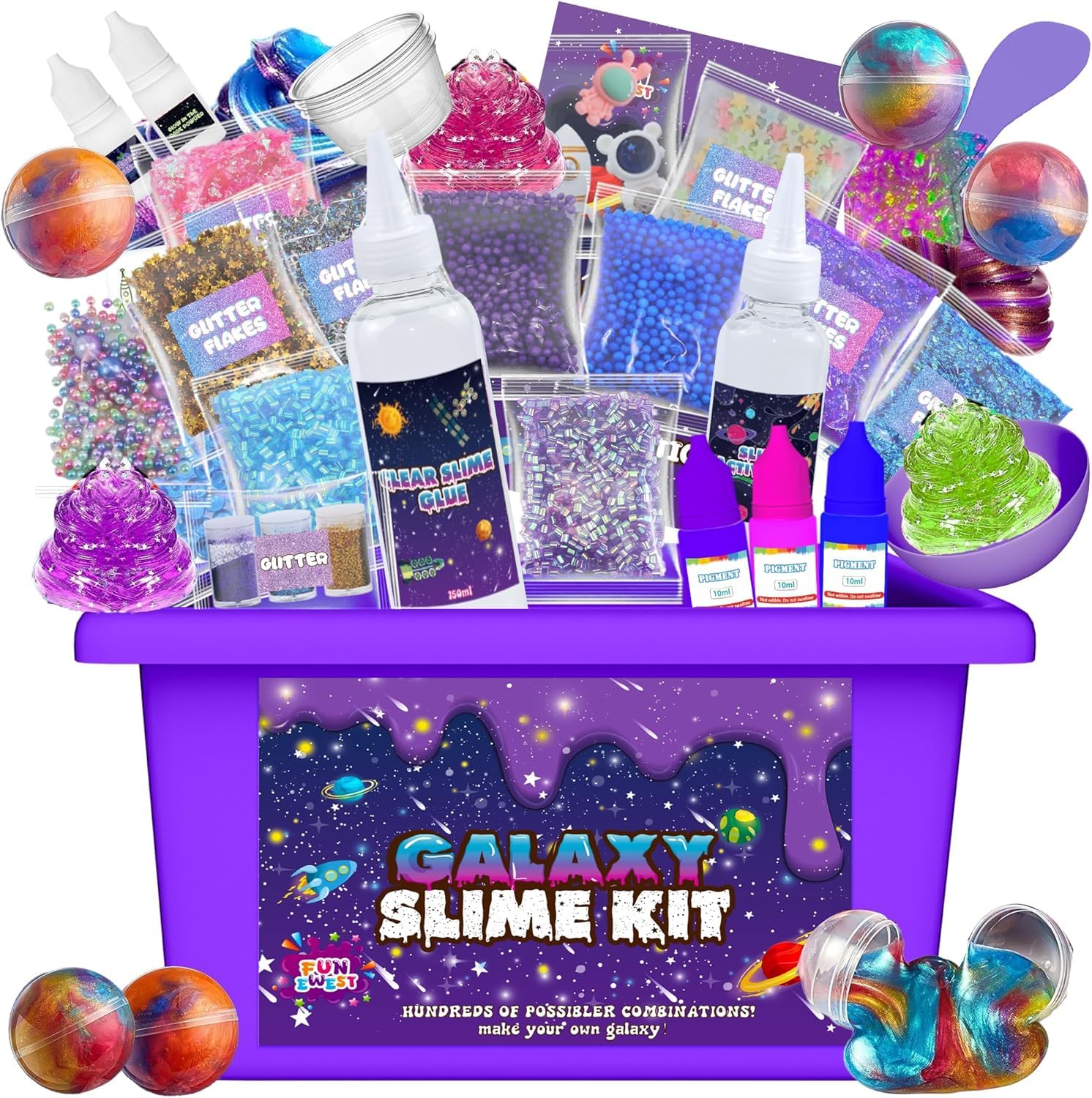Funewest Galaxy Schleim Selber Machen Set, DIY Schleim Set für Kinder 6-12