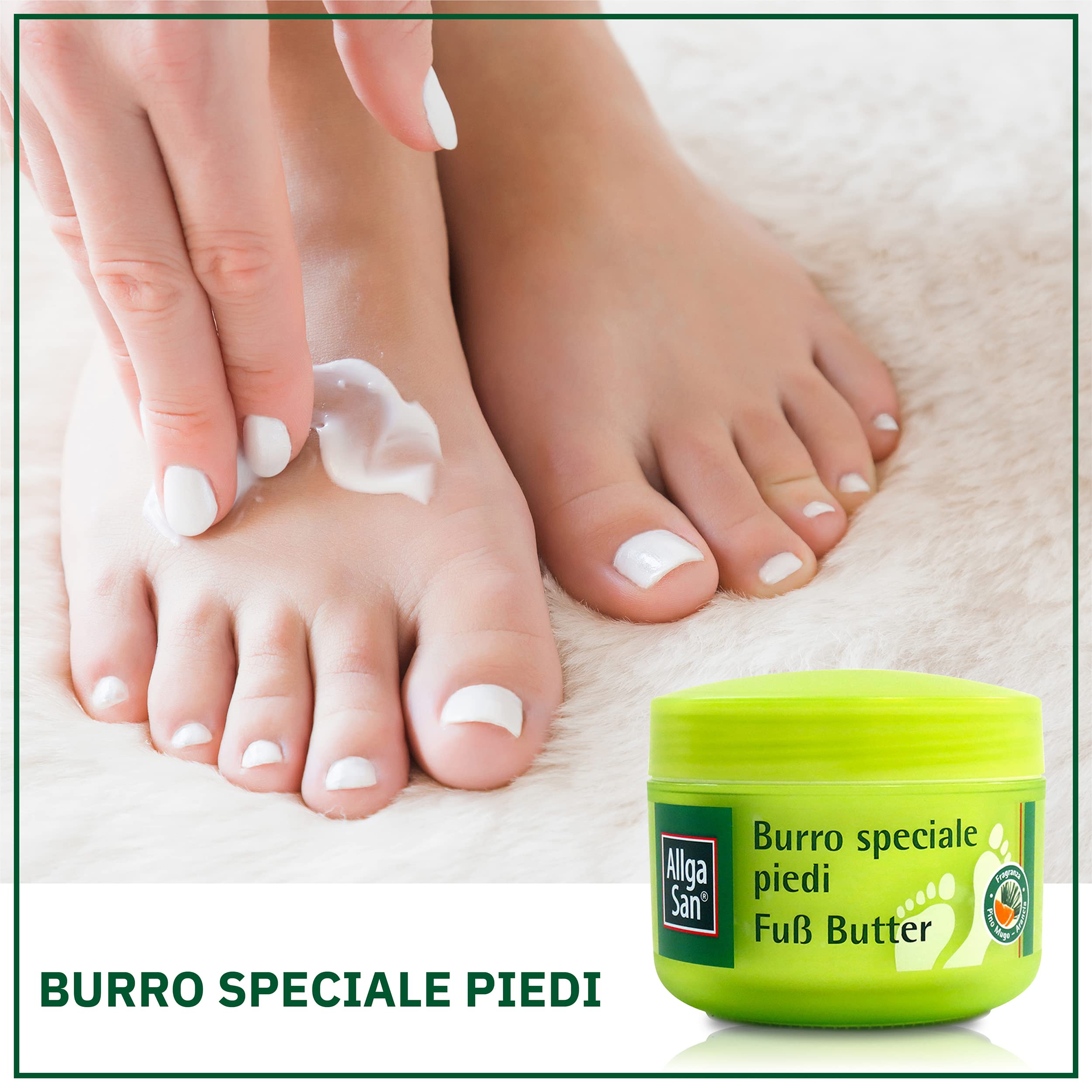 Allga San Burro Speciale Piedi - Crema Piedi Secchi e Screpolati, 200 ml - Idratante e Profumata per Piedi Vellutati Fin dalle Prime Applicazioni - Con Burro di Karitè e Burro di Cacao