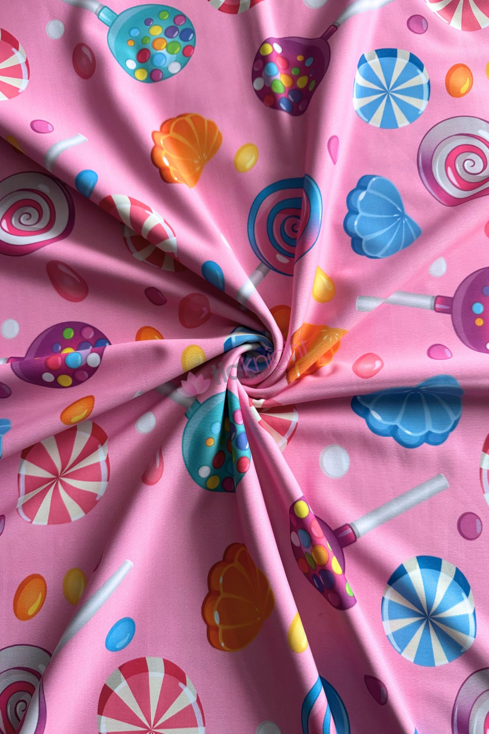 Premium Quality Printed Matte Nylon Lycra | 4 Way Stretch Swim Wear, Dance Leotard, Leggings Material | 50+ Colours/Prints in Stock | Sold By The Metre | Tia Knight (Lollipops) โ image 1