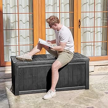 Cisvio 130 Gal. XL Outdoor Storage Box Waterproof, Resin Rattan Deck Box For Patio Garden Furniture, Outdoor Cushion Storage
