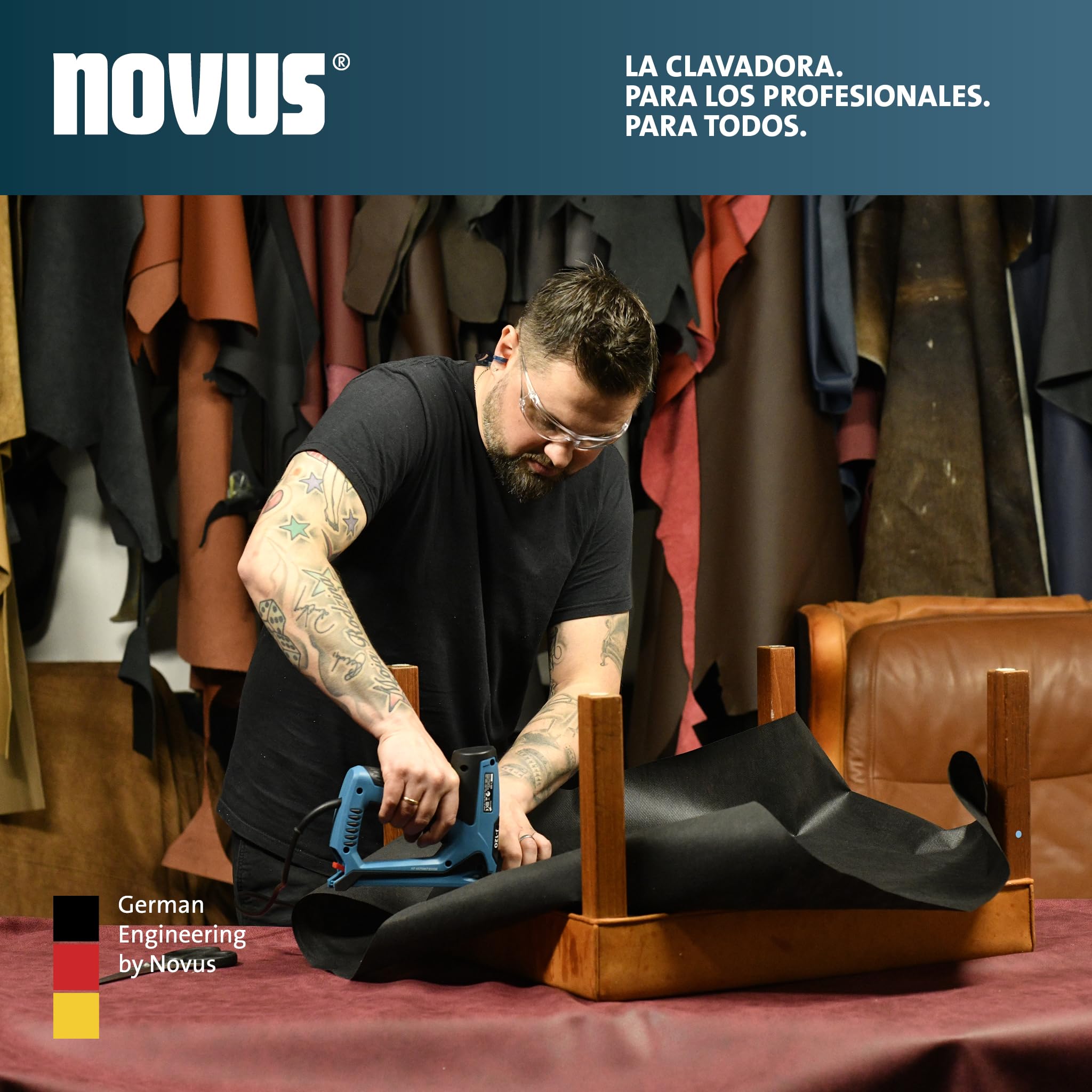 NOVUS TOOLS Juego de grapadora eléctrica J-120 con 1800 grapas, pistola de grapadora eléctrica para madera para fijación de telas y molduras | Para grapas de alambre fino de 6-14 mm y clavos de 16 mm