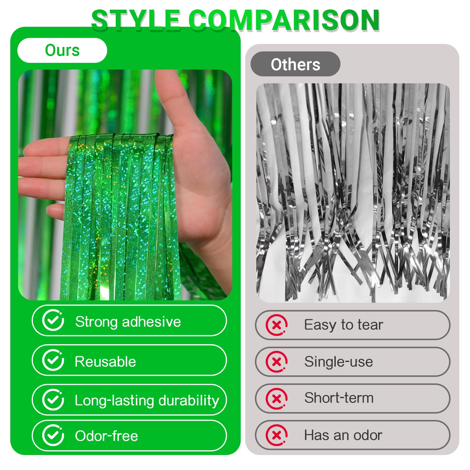 Shyllin 6 Tende Metalliche Glitterate 1x2 M – Sfondo Per Compleanni, Matrimoni E Feste (Oro Champagne) - 2