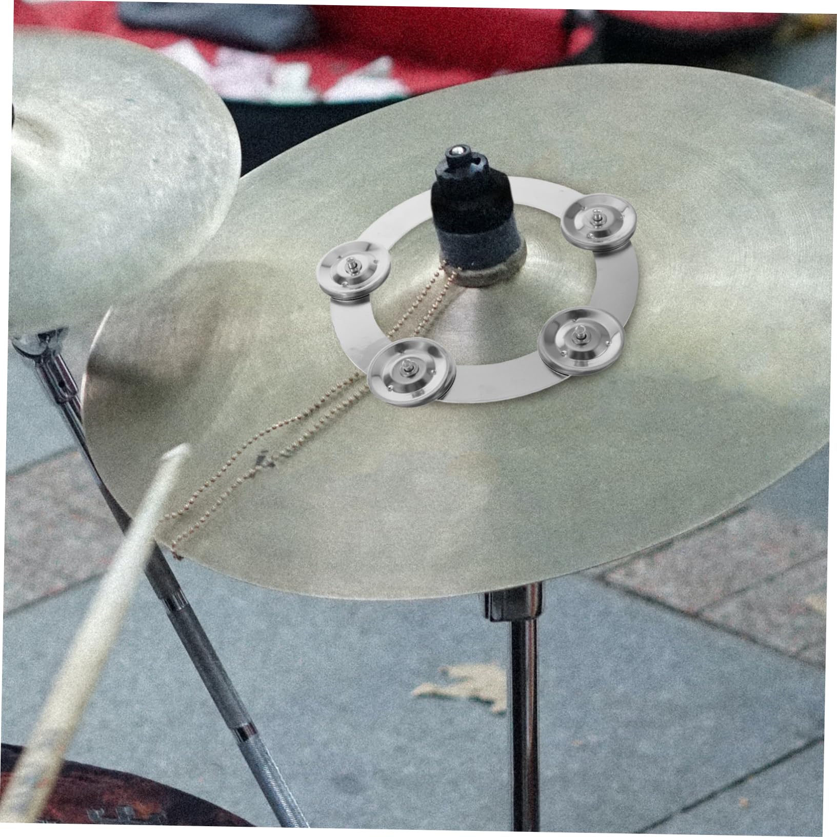 Anillo de Pandereta Metálico para Platillo Splash de Batería, Mejora Efectos de Sonido y Calidad Acústica para Bateristas Profesionales y Prácticas