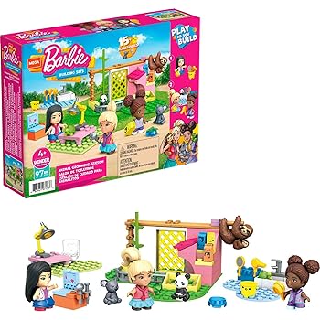 MEGA Barbie Mega Construx Barbie Animal Grooming Station 97 Pieces