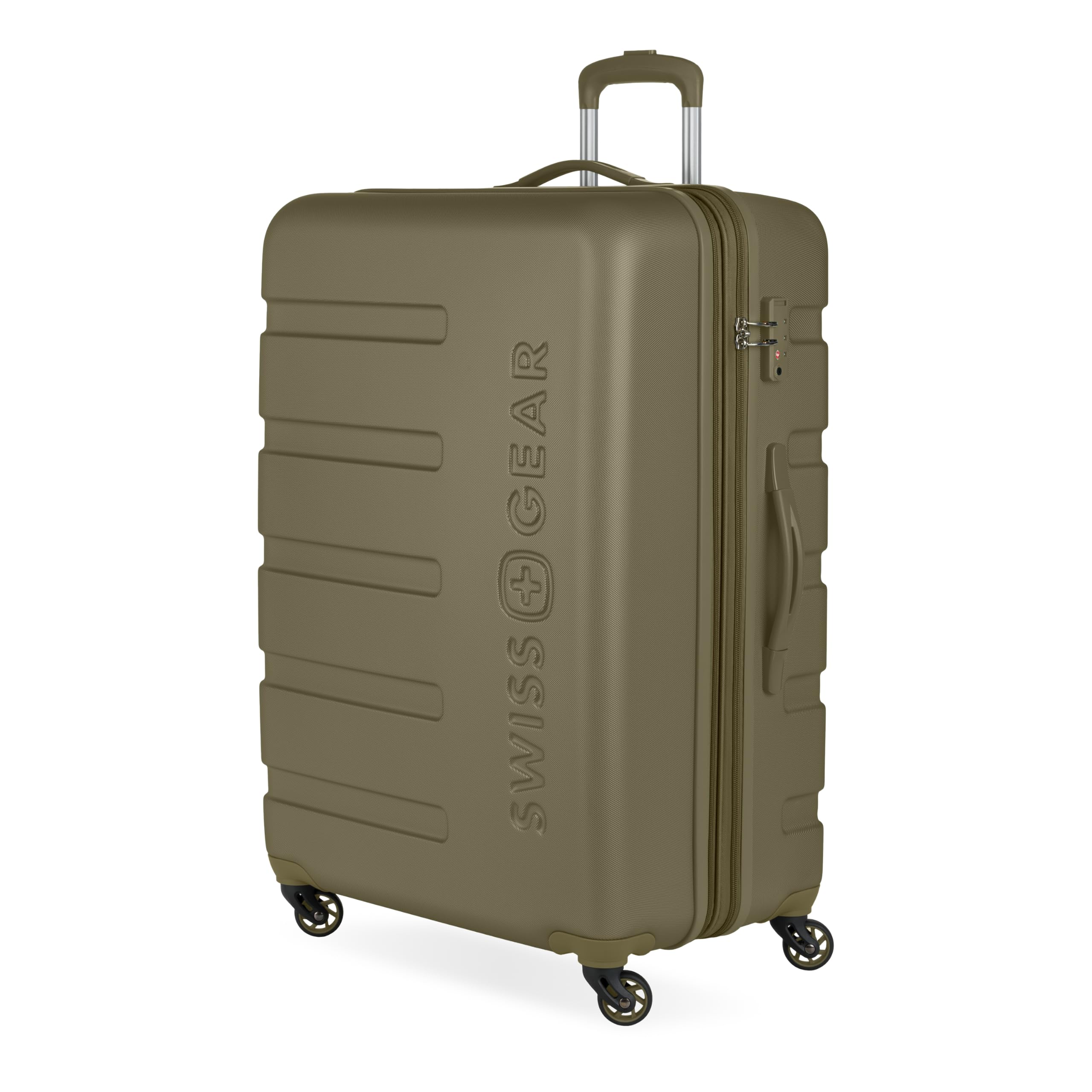 Signature Hardside Expandable Checked Large Spinner Luggage, ABS Construction, TSA-Friendly Lock, Olive Branch, 27-Inch