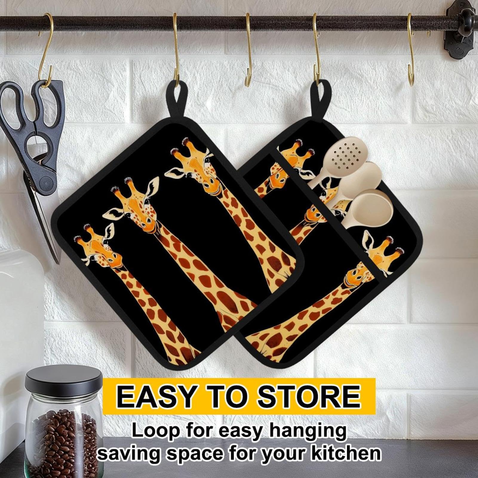 Divertenti presine con giraffe per cucina resistenti al calore cuscinetti caldi per controsoffitti presine da forno presine in cotone per cucina cottura cottura