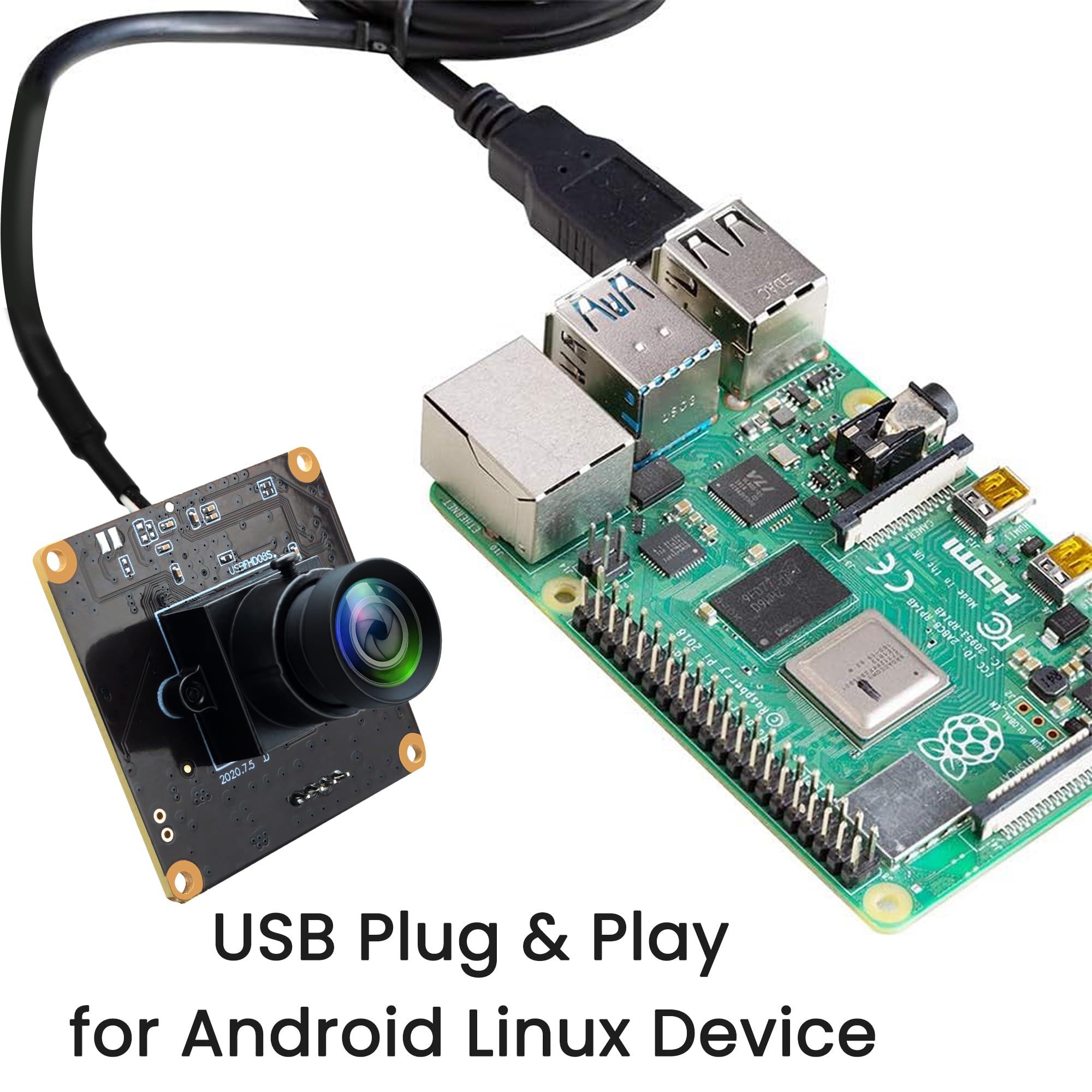 ELP Telecamera USB ad alta velocità 720P 100fps/ 480P 260fps 2MP 1080P Webcam Nessuna distorsione 60 gradi Obiettivo USB Modulo fotocamera per Android Linux Windows USBFHD08S-LC1100