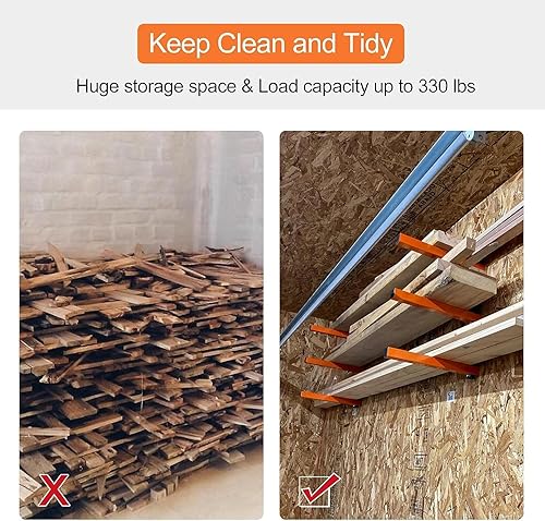 Miniatura 3 de Ultrawall Organizador de madera de montaje en pared y estante de metal para almacenamiento de madera para cobertizo, taller, garaje con 3 niveles