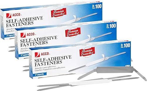 Miniatura 5 de ACCO sujetadores autoadhesivos, capacidad de 1 pulgada, económico, 100 sujetadorescaja (70010)