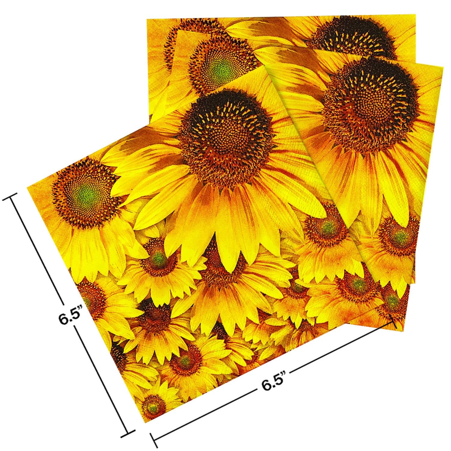 Tovaglioli di Carta Girasole Pattern Tovaglioli Decorati Per Decoupage Bar Compleanno Carta Igienica Tovagliolo Decorazione Da Tavola Usa e getta Per Matrimoni Feste 30 Packs(33x33cm)