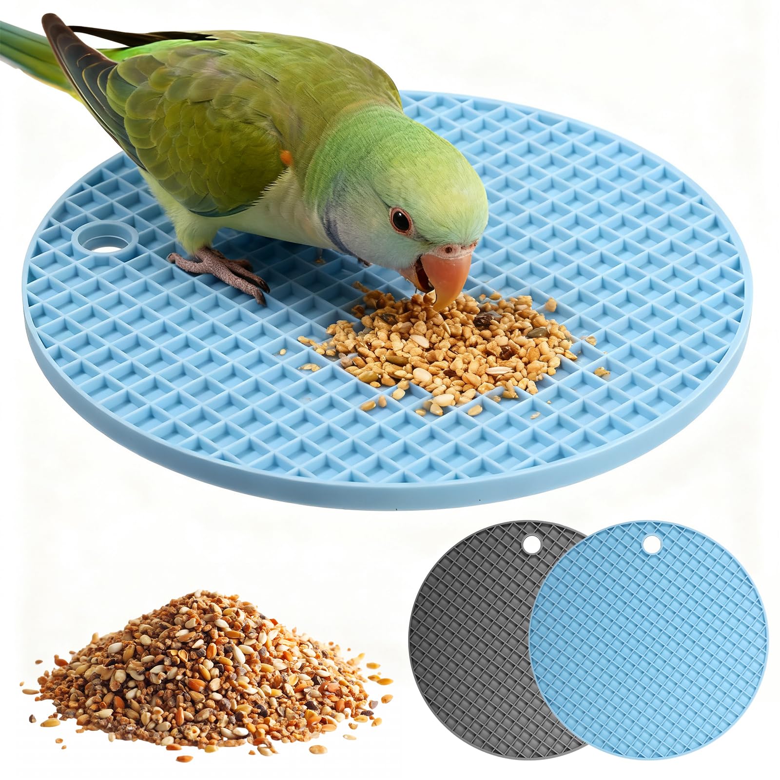 2 PCS Bird Foraging Toys, Soft Bird Slow Feeder Mats, Silicone Bird Foraging Mat, Interactive Foraging Birds Toys for Parakeet, Cockatiel, African Grey, Conure, Budgies