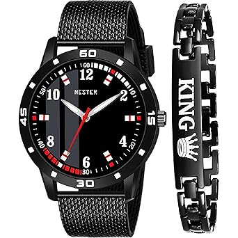 NESTER Men's All New Looks Sports Design Black Analog Boys Watch