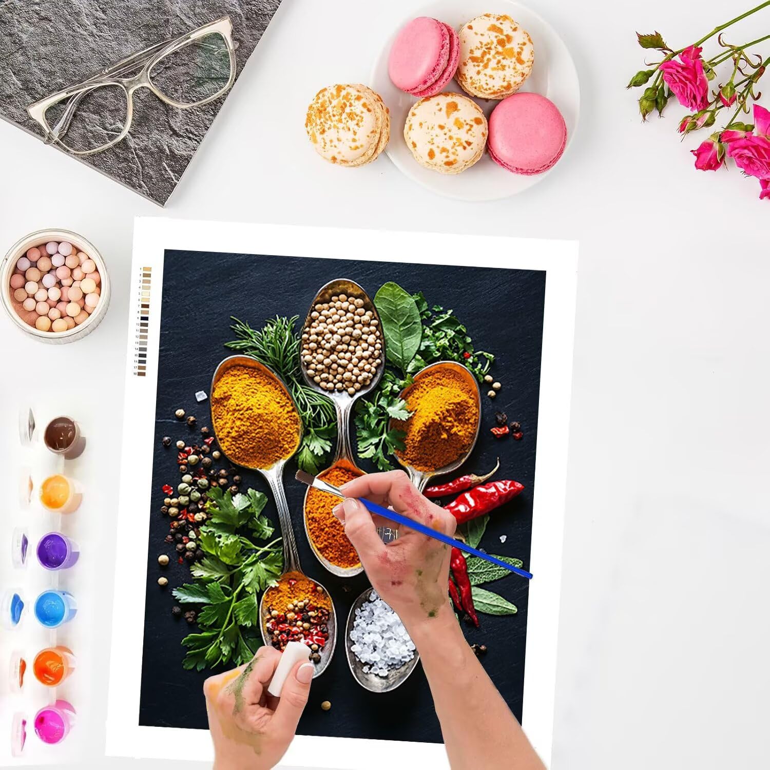 WEISHIWE Spezie da cucina Dipingere con i Numeri per Adulti, 70x90cm a-108 | Paint by Numbers Kit con Pennelli e Acrilico Pigmento, Fai da te Olio La Pittura di Numeri Kit, Decora la Casa, senza Cornice