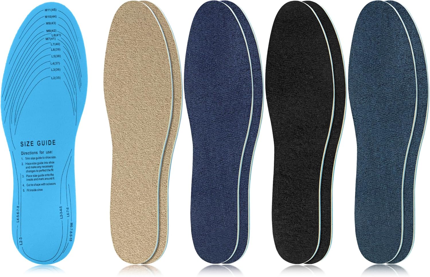 Hercicy 4 Pairs Terry Cotton Shoe Insoles Breathable