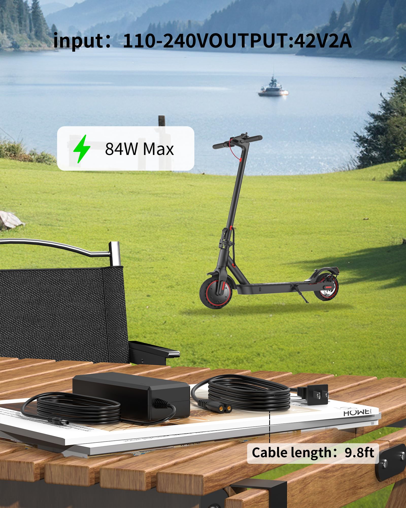 VHBW 42V Charger for iScooter Electric Scooter, Compatible with iScooter i8/ i8L /i9/ i9 Pro/ 1S and isinwheel S9 Pro/S9 Max DC36V Lithium Battery