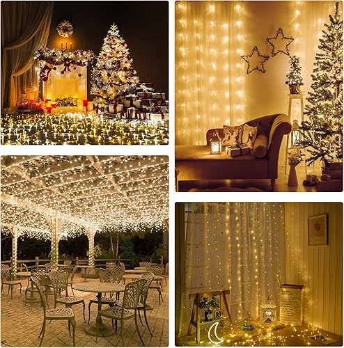 Miniatura 6 de Heaffey Guirnalda de luces solares de Navidad para exteriores, 40 pies, 120 LED, 8 modos de iluminación, alambre de cobre, decoración impermeable