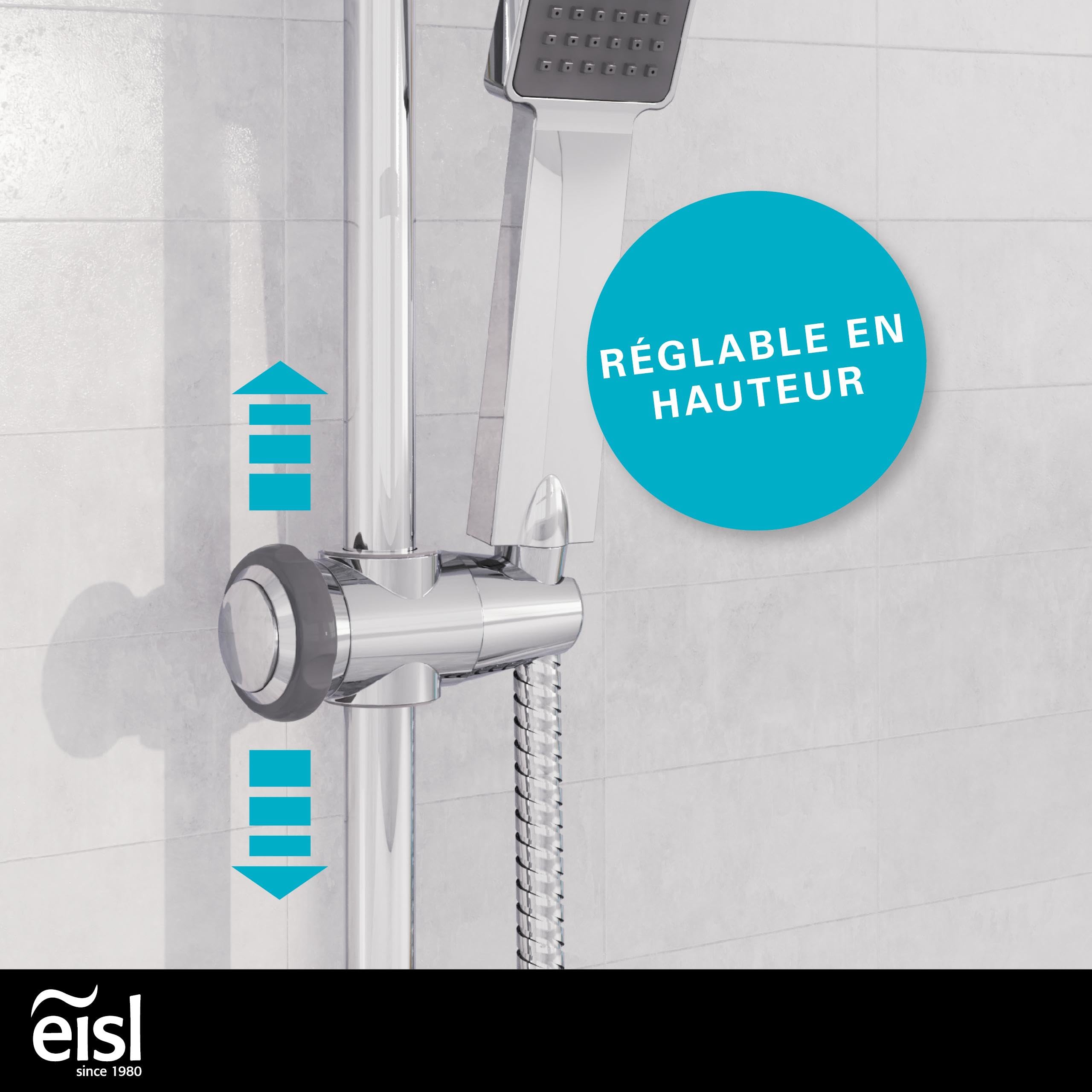 EISL Colonne de Douche Pluie 2en1, Pommeau Anti-Calcaire, Chrome