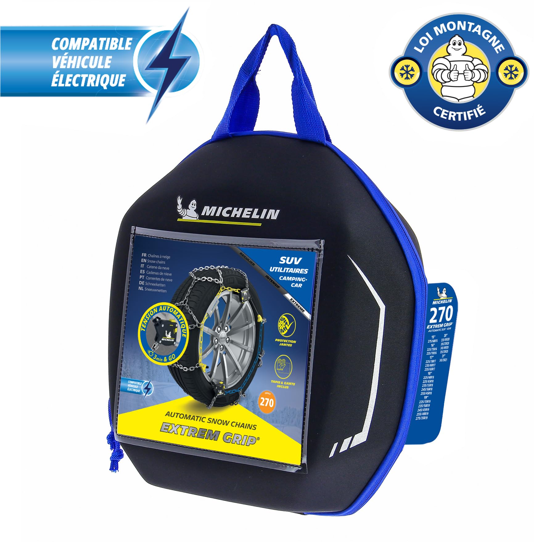 MICHELIN EXTREM GRIP AUTOMATIC Schneekette SUV/4x4 270 | Automatische Spannung | Perfekt für SUV, Allrad, Wohnmobile & Nutzfahrzeuge | Hochwertige Schneekette für sicheren Wintereinsatz